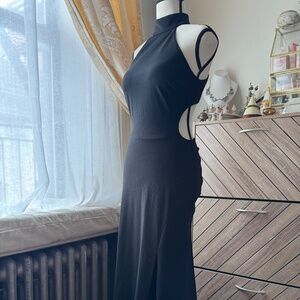 Full length gown with cut outs and open back